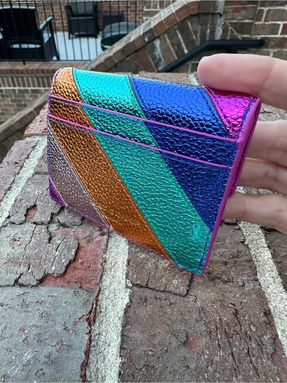 Kurt Geiger Multicolor Metallic Leather card wallet - Picture 2 of 4
